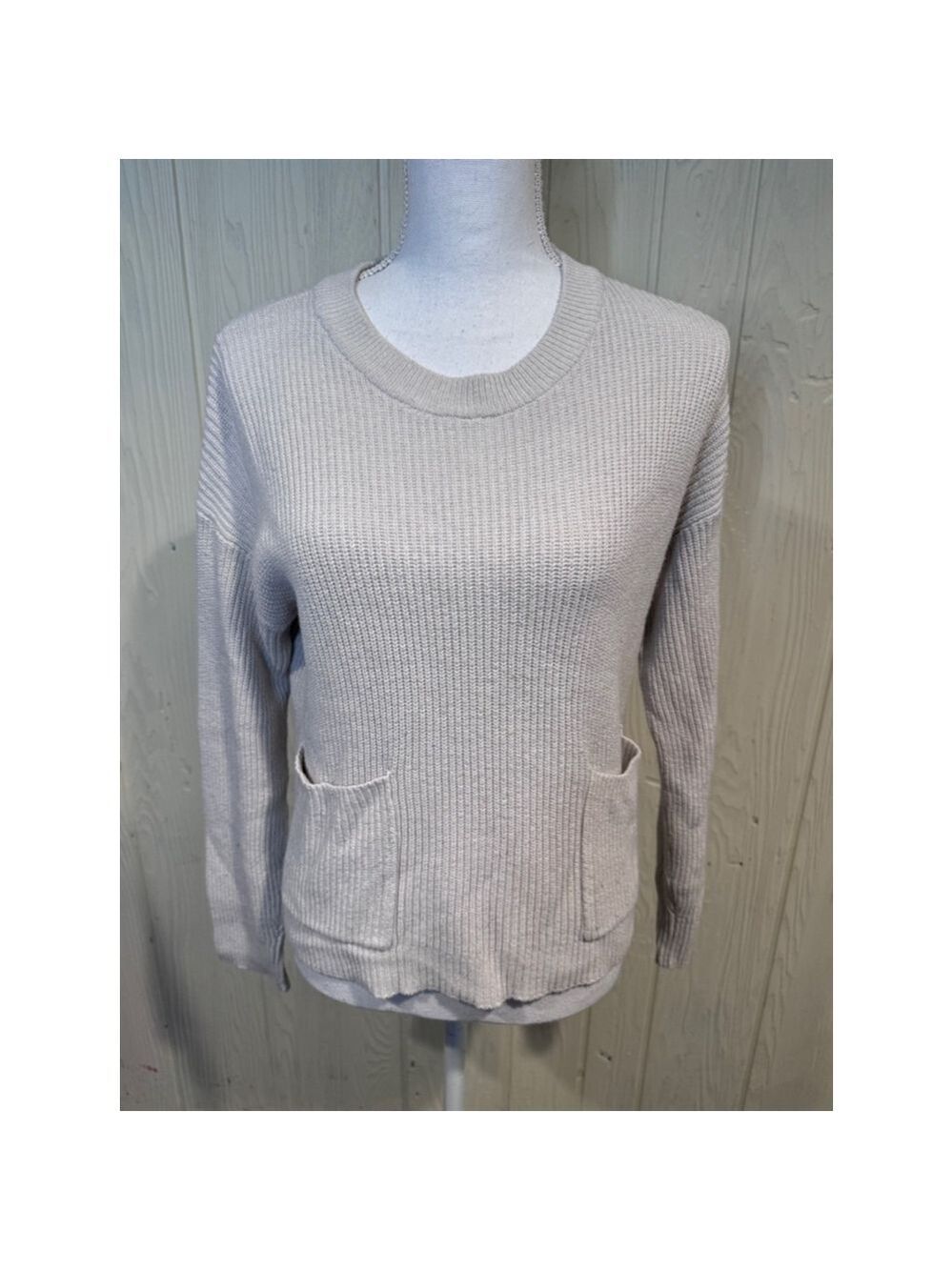 Madewell Beige Ribbed Crewneck Sweater Medium